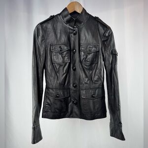 Tory Burch Buttery Soft‎ Leather Sargent Pepper Jacket in Black Size 2